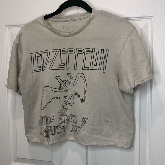 Led Zeppelin United States of America 1977 tour distressed crop tee shirt - Picture 4 of 15